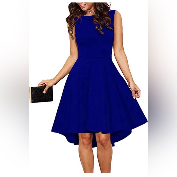 REORIA Women Sleeveless Boat Neck High Low Vintage - Picture 3 of 5